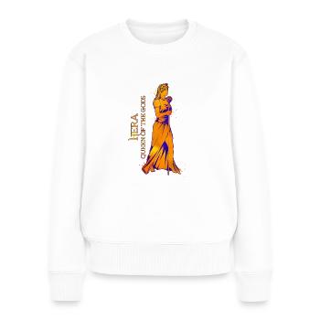 Königin der Götter - Hera - Frauen Premium Bio Pullover - Weiß - Vorne - Julia (174cm)