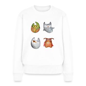 Eule Uhu Tier Waldtier Steinkauz Schleiereulen Fun - Frauen Premium Bio Pullover - Weiß - Vorne - Julia (174cm)