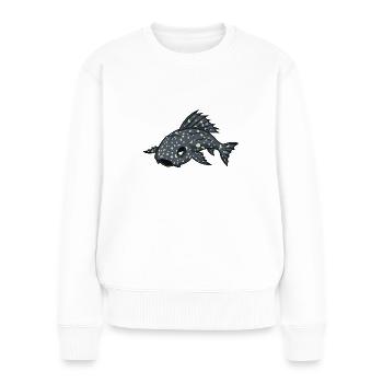 Poisson-chat kawaii - Pull Premium bio Femme - blanc - Devant - Julia (174cm)