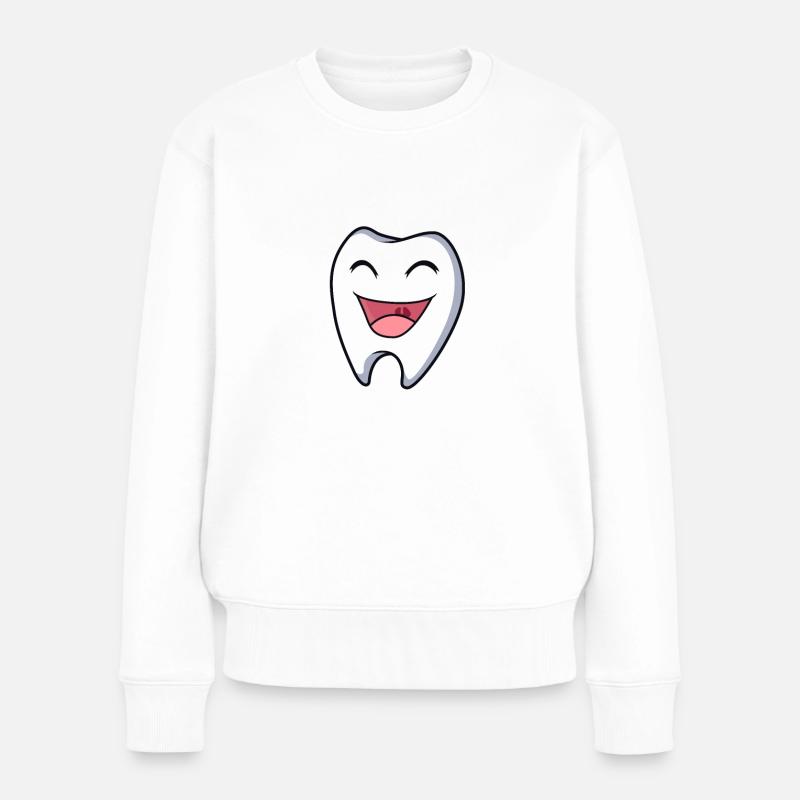 Kawaii Zahn - Frauen Premium Bio Pullover - Weiß