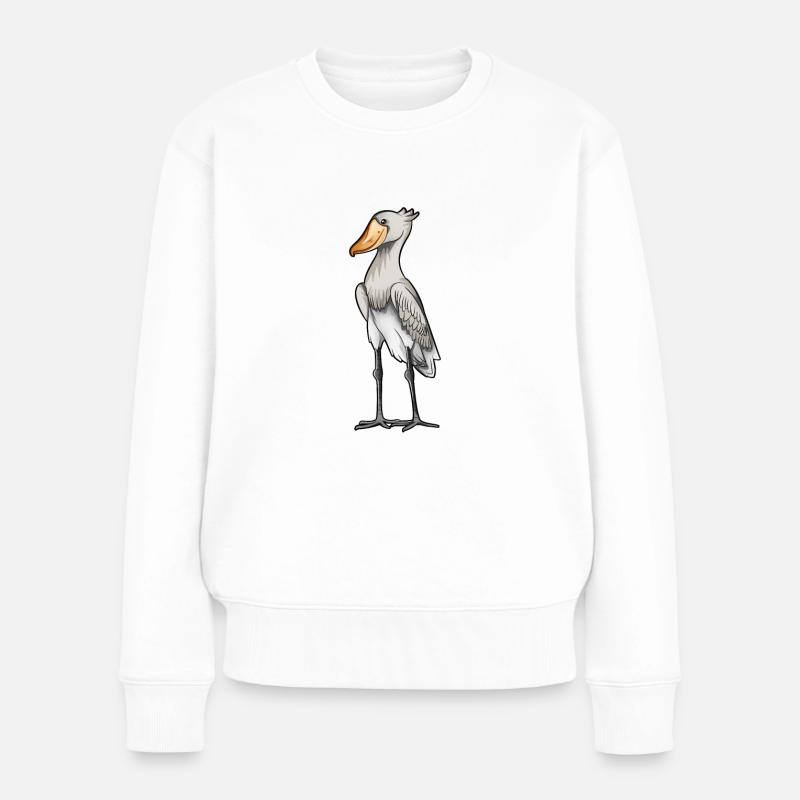 Zeichnung eines Schuhschnabel - Frauen Premium Bio Pullover - Weiß