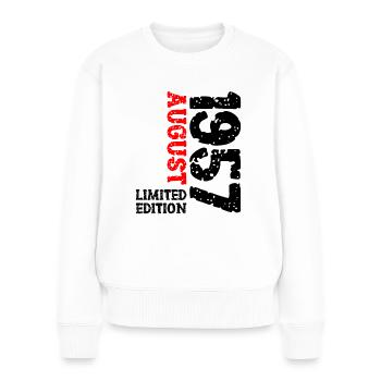 1957 August Limited Edition 66. Geburtstag Outfit - Frauen Premium Bio Pullover - Weiß - Vorne - Julia (174cm)