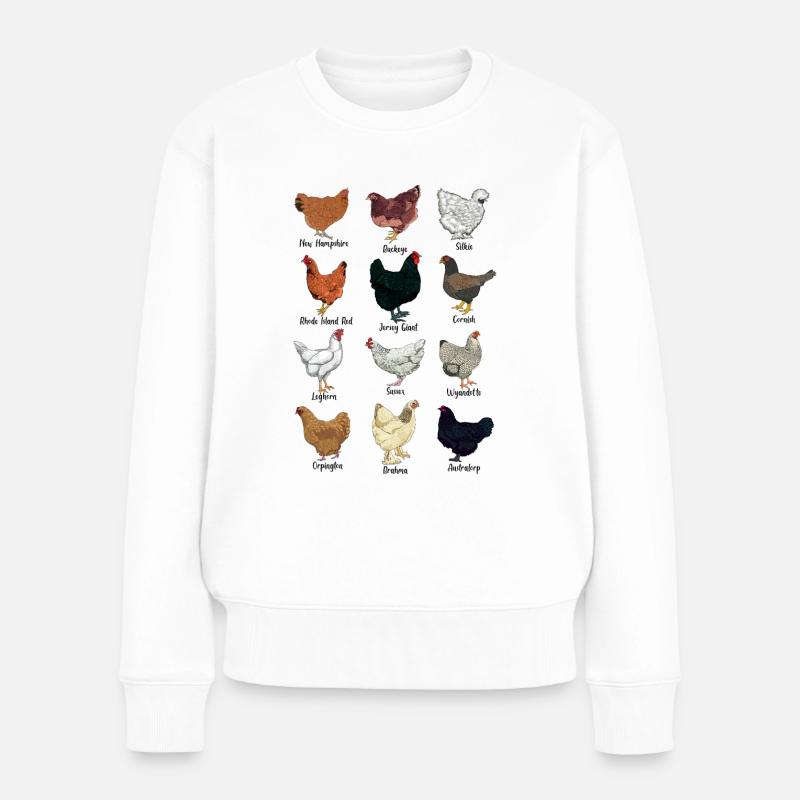 Verschiedene Hühner - Hühnerassen - Frauen Premium Bio Pullover - Weiß