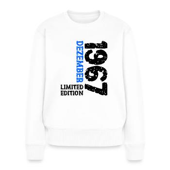 1967 Dezember Limited Edition 56. Geburtstag Deko - Frauen Premium Bio Pullover - Weiß - Vorne - Julia (174cm)