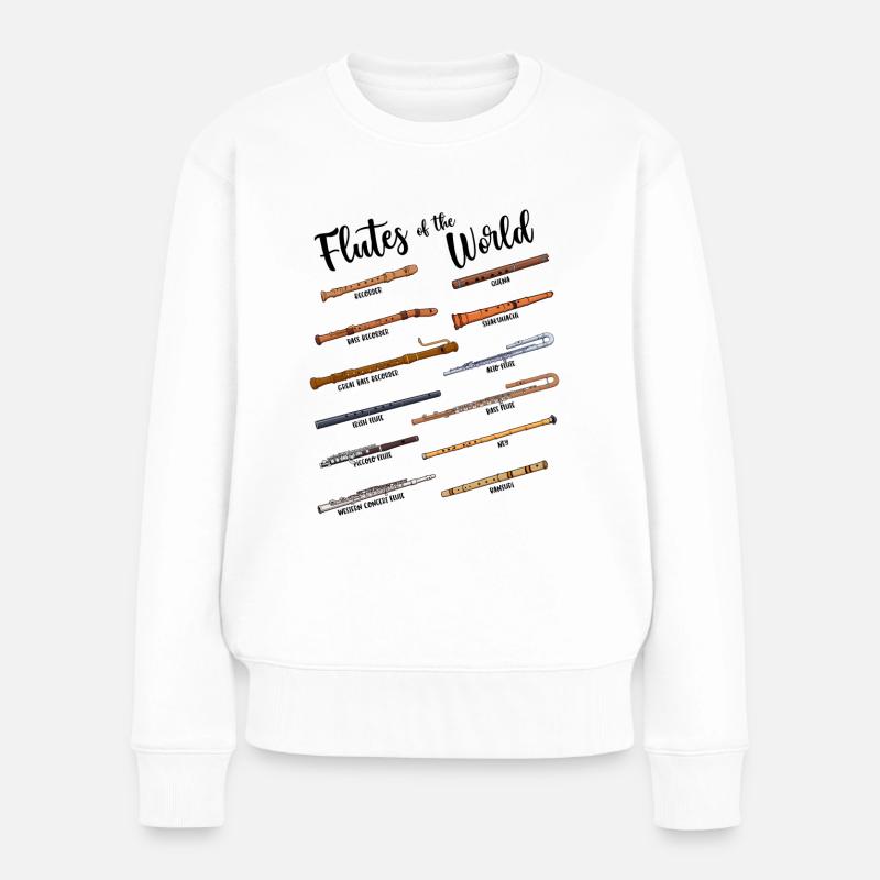 Verschiedene Flöten - Flöten der Welt - Flöte - Frauen Premium Bio Pullover - Weiß
