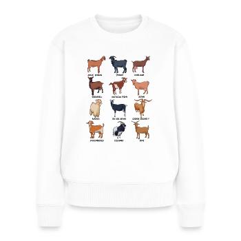De nombreuses chèvres différentes - Pull Premium bio Femme - blanc - Devant - Julia (174cm)