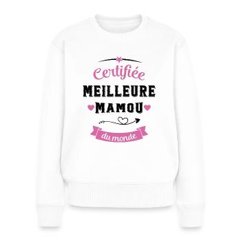 Certifié meilleure mamou du monde cadeau - Pull Premium bio Femme - blanc - Devant - Julia (174cm)