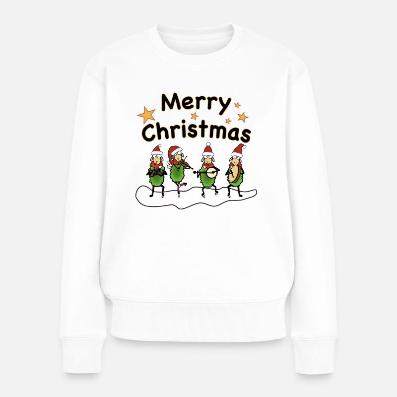 Merry Christmas Folk Band - Frauen Premium Bio Pullover - Weiß