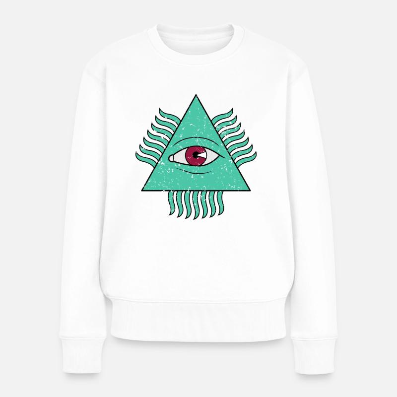 Illuminati de l’œil de la pyramide - Pull Premium bio Femme - blanc