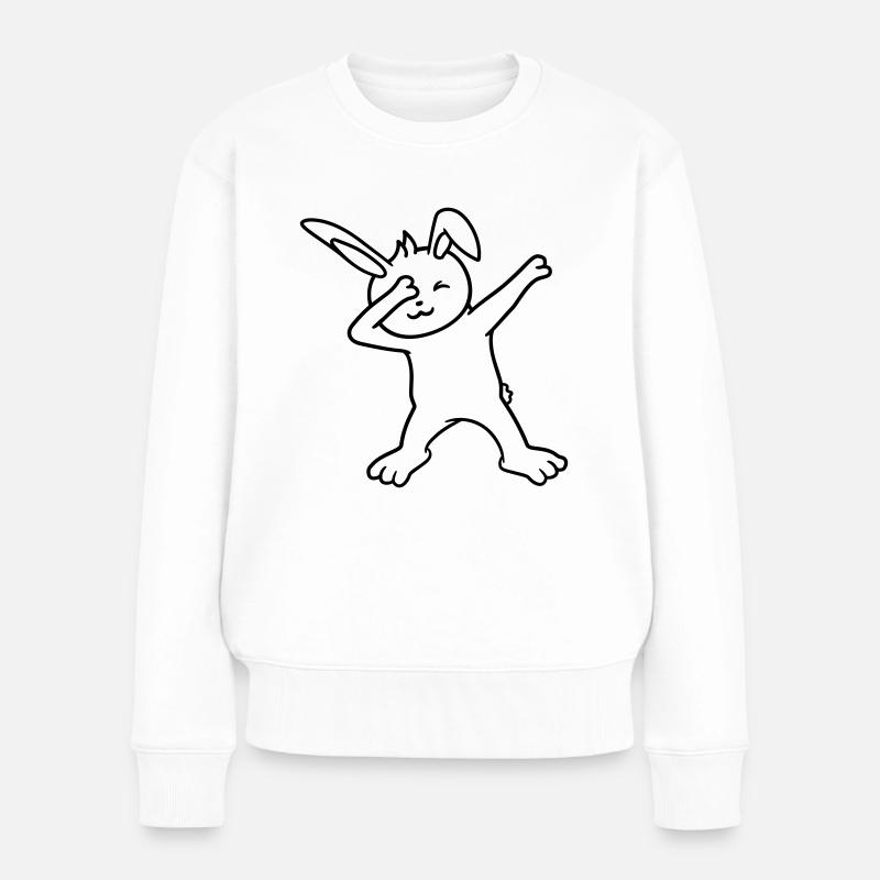Hase Dabbing Dab Dance Pose Tanzen Party Feiern - Frauen Premium Bio Pullover - Weiß