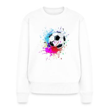 Bunter Fußball Splash Design - Frauen Premium Bio Pullover - Weiß - Vorne - Julia (174cm)