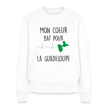 Hearbeat Carte De La Guadeloupe - Pull Premium bio Femme - blanc - Devant - Julia (174cm)