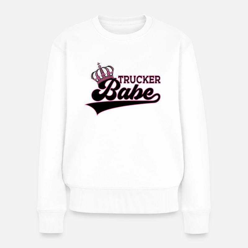 TRUCKER BABE - Frauen Premium Bio Pullover - Weiß