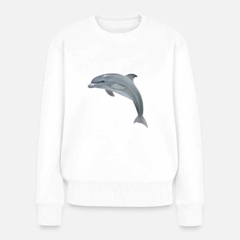 Süßer Delfin - Frauen Premium Bio Pullover - Weiß