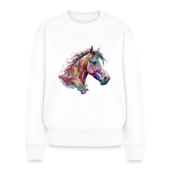 Schönes Pferd - Frauen Premium Bio Pullover - Weiß - Vorne - Julia (174cm)