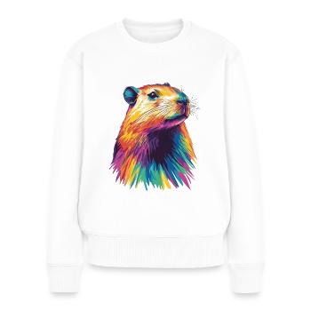 Capybara - Frauen Premium Bio Pullover - Weiß - Vorne - Julia (174cm)