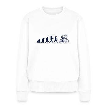 Evolution des Radsports - Frauen Premium Bio Pullover - Weiß - Vorne - Julia (174cm)