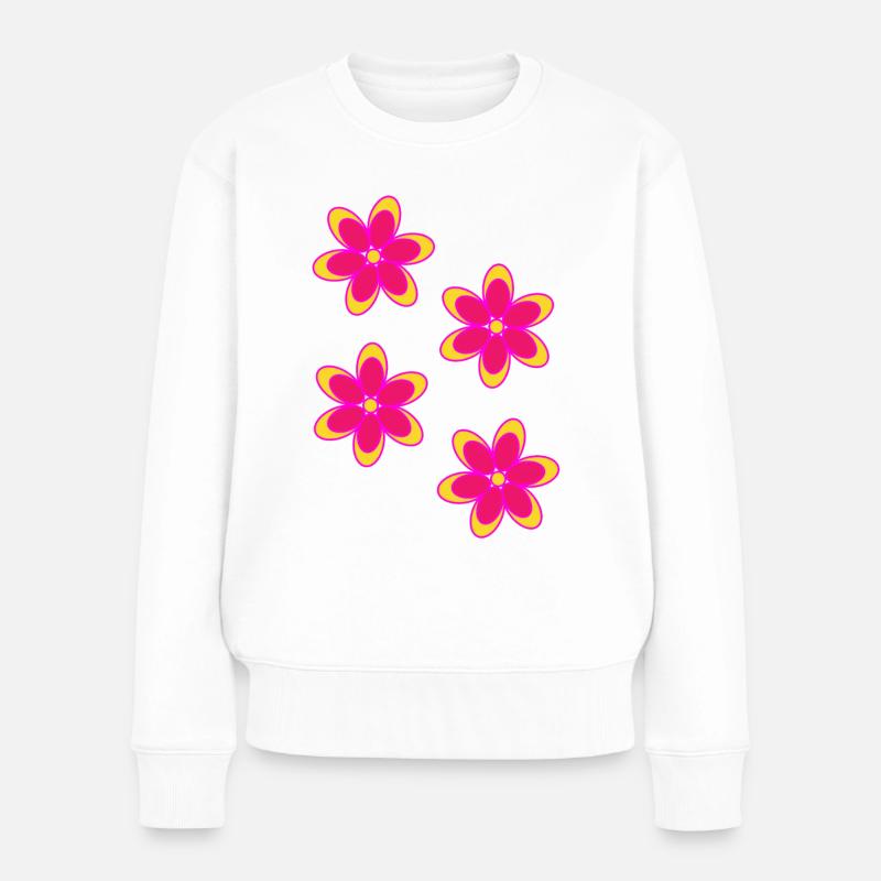Bunte Blumen - Frauen Premium Bio Pullover - Weiß