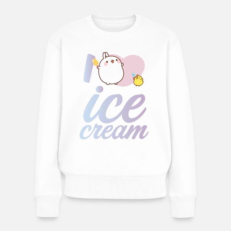 Molang Piu Piu Eis I Love Ice Cream - Premium økologisk sweatshirt til kvinder - hvid