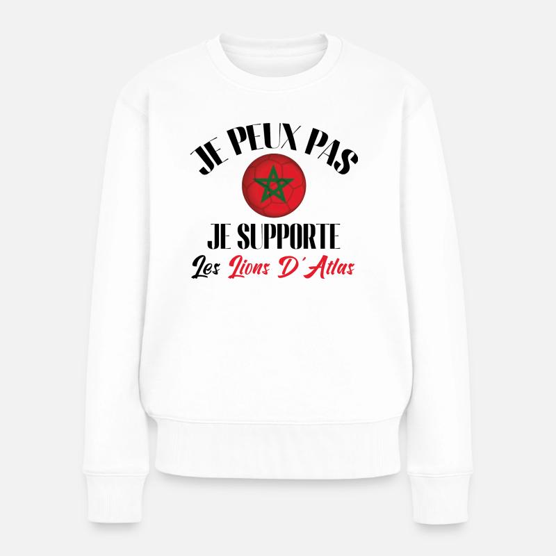je peux pas , je supporte les lions. Maroc - Pull Premium bio Femme - blanc