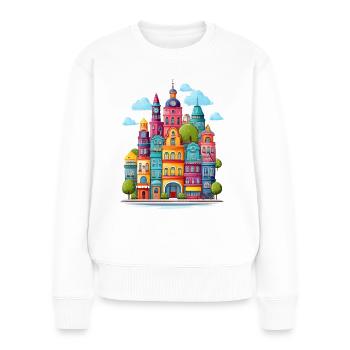 Ville colorée - Pull Premium bio Femme - blanc - Devant - Julia (174cm)