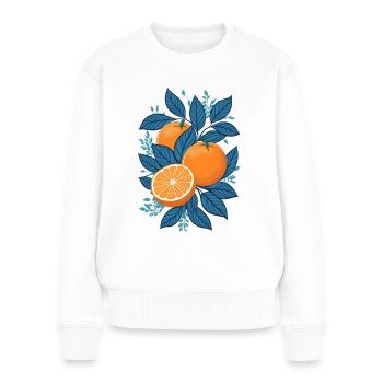 De délicieuses oranges - Pull Premium bio Femme - blanc - Devant - Julia (174cm)