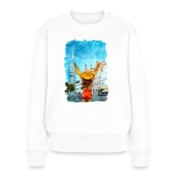 Lüneburg Illustration Frau Altstadt - Pull Premium bio Femme - blanc - Devant - Julia (174cm)