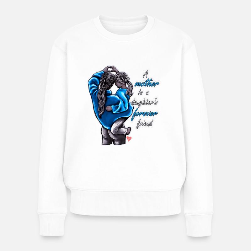 Mutter Tochter Spruch mit Illustration blau - Frauen Premium Bio Pullover - Weiß