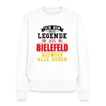 Stadt Bielefeld Deutschland Legende Spruch - Frauen Premium Bio Pullover - Weiß - Vorne - Julia (174cm)