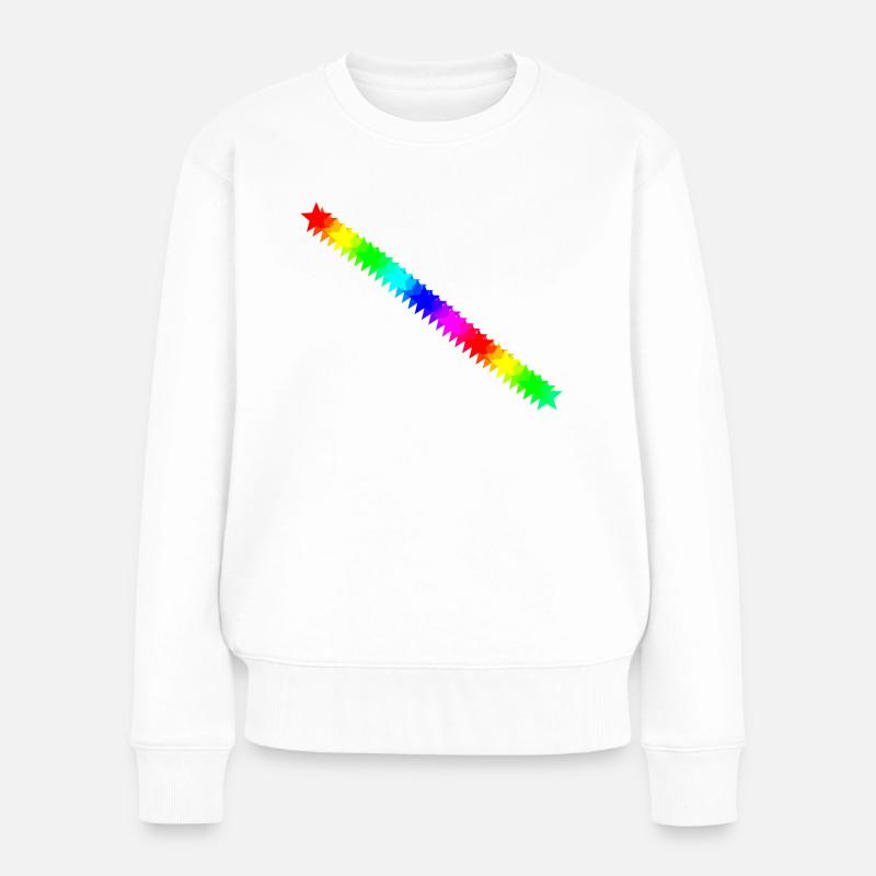 Sterne bunt Regenbogen Geschenkidee - Frauen Premium Bio Pullover - Weiß
