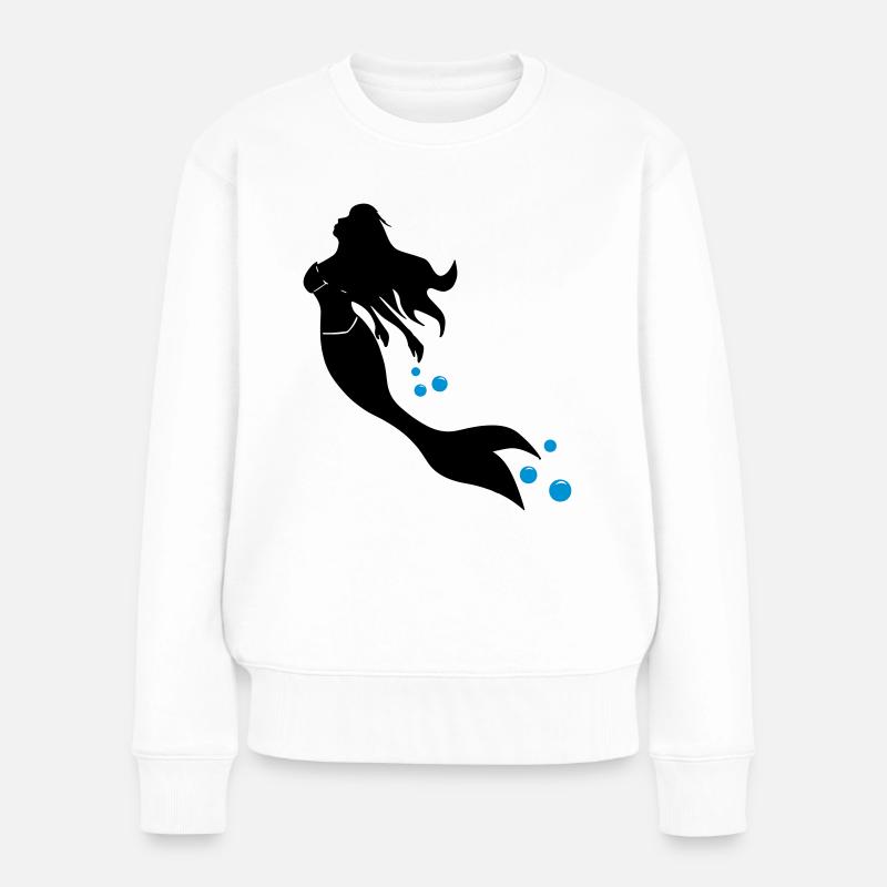 Meerjungfrau - Frauen Premium Bio Pullover - Weiß