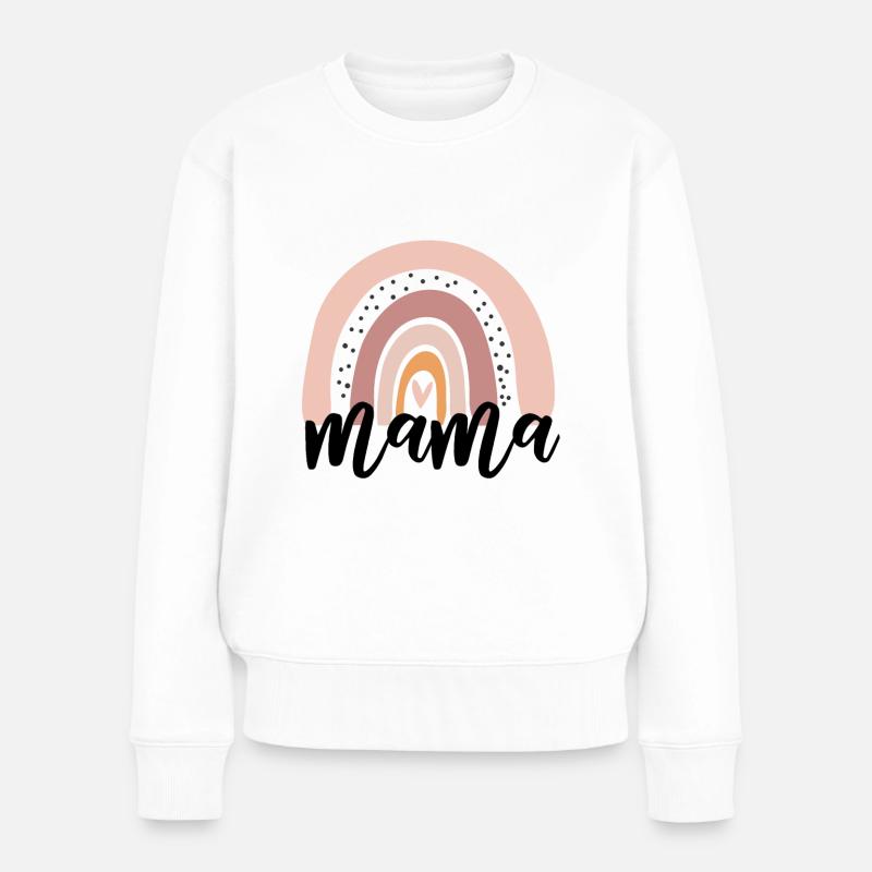 Mama Regenbogen Mom Baby Schwangerschaft Mutter - Frauen Premium Bio Pullover - Weiß