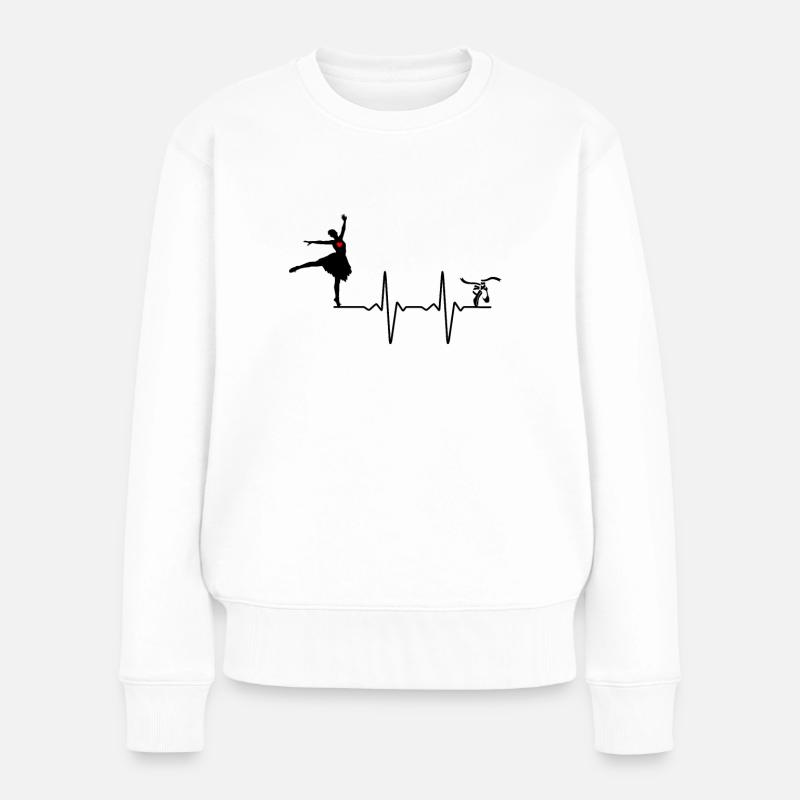 Ballett Ballerina Herzschlag Mädchen Geschenk - Frauen Premium Bio Pullover - Weiß