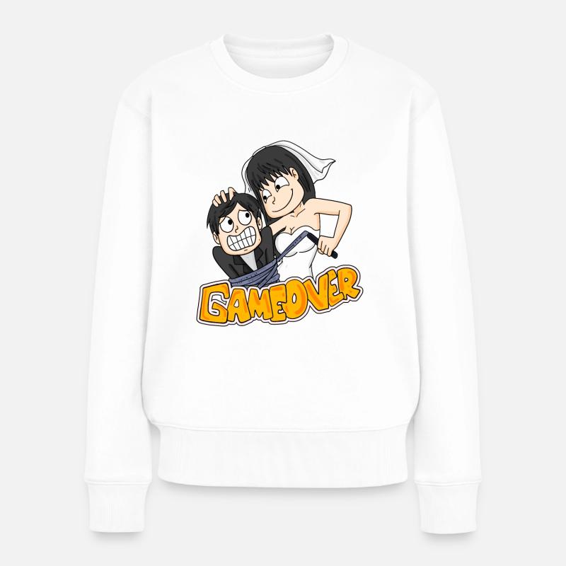Game Over Hochzeit lustig Geschenk - Frauen Premium Bio Pullover - Weiß
