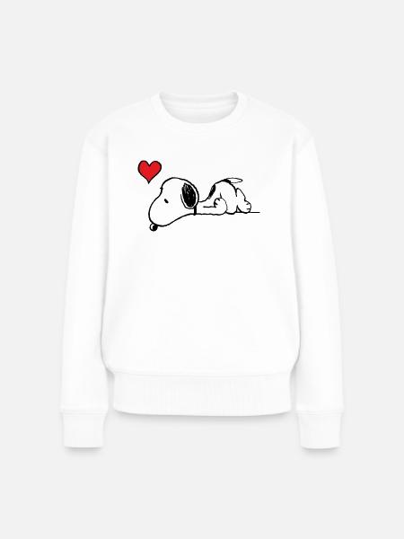 Peanuts Snoopy Liebe Herz Love - Frauen Premium Bio Pullover - Weiß