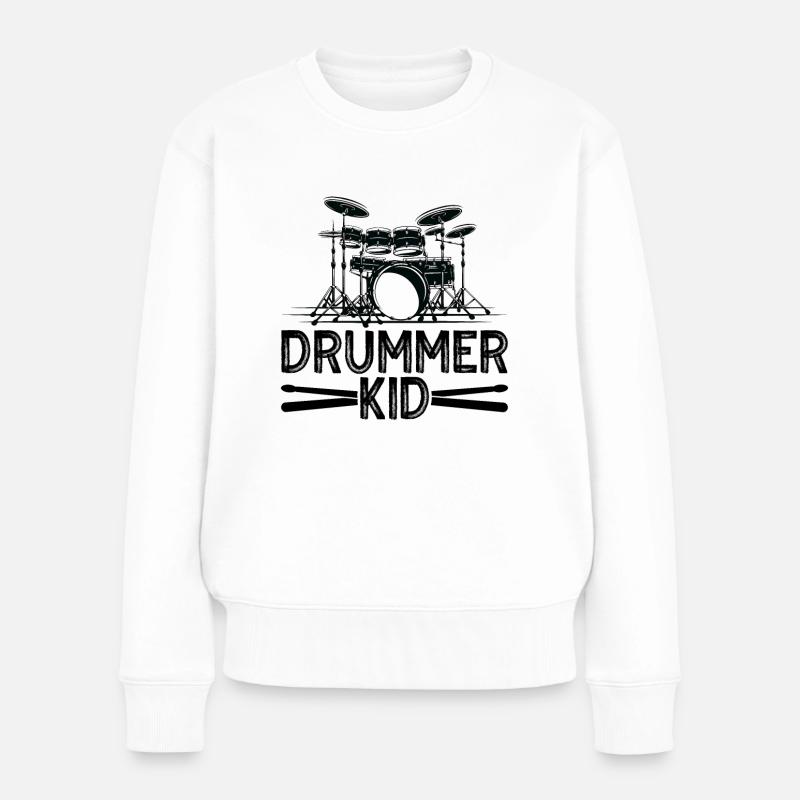 Percussion Design Pour batteur Drummer Kid - Pull Premium bio Femme - blanc