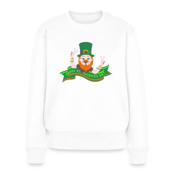 St. Patricks Day Irisch Kleeblatt Kobold Feiertag - Frauen Premium Bio Pullover - Weiß - Vorne - Julia (174cm)