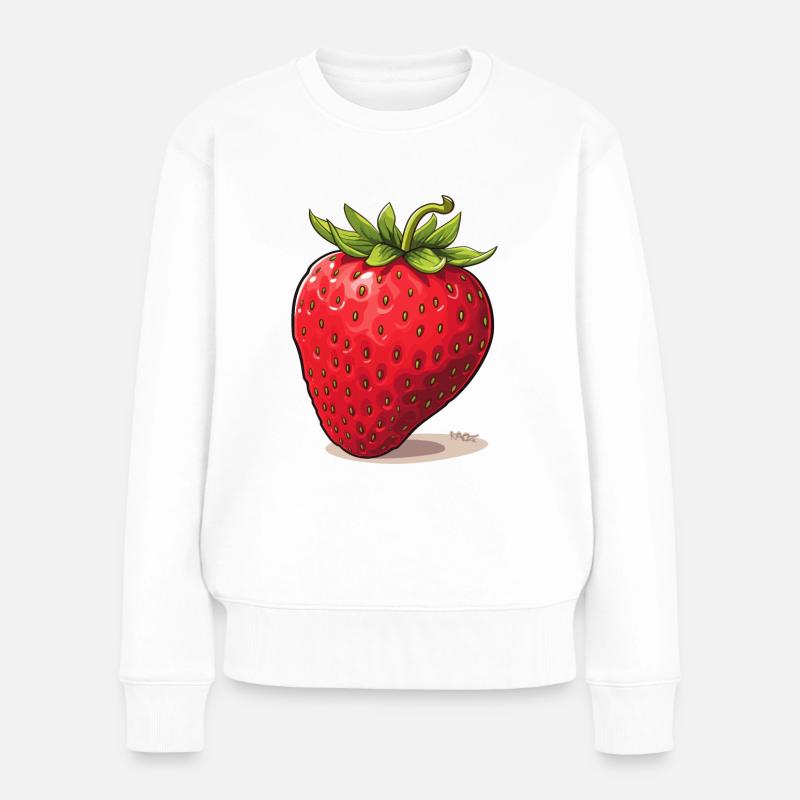 Eine Erdbeere - Frauen Premium Bio Pullover - Weiß