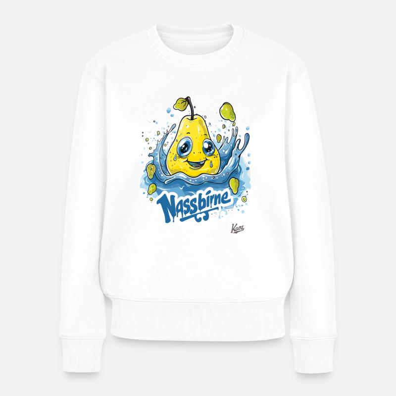 Lustige Wasser-Nasse-Birne: Eine Nassbirne - Frauen Premium Bio Pullover - Weiß
