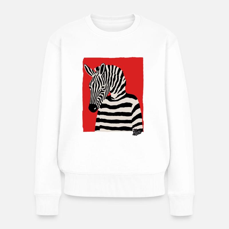 Cartoon Comic Kunst eines Zebra mit Pullover - Frauen Premium Bio Pullover - Weiß