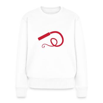 Wer Nicht Hört Muss Fühlen - Frauen Premium Bio Pullover - Weiß - Vorne - Julia (174cm)