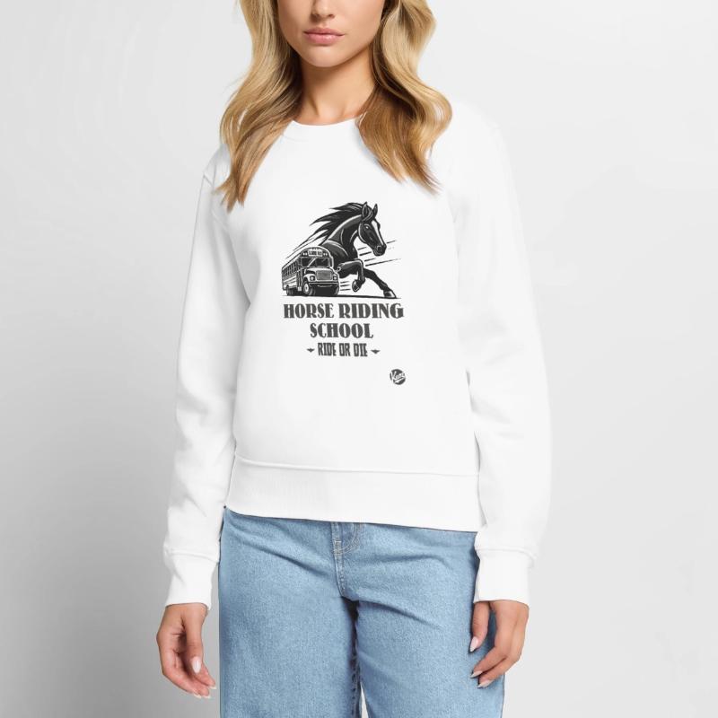 Reitschule "Reite oder Stirb", ein Pferde-Motiv Frauen Premium Bio Pullover