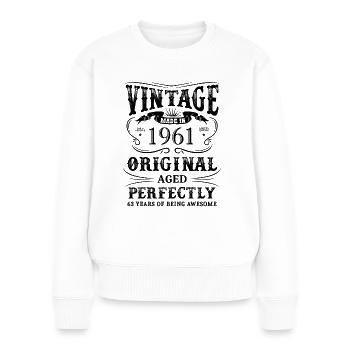 Vintage Made In 1961 63 Years Of Being Awesome - Frauen Premium Bio Pullover - Weiß - Vorne - Julia (174cm)