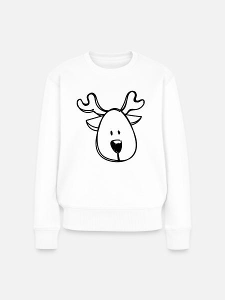 Rentier Zeichnung Weihnachten - Frauen Premium Bio Pullover - Weiß