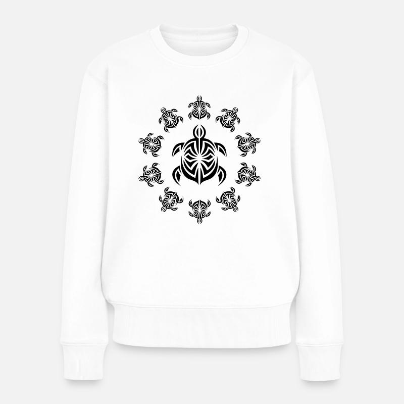 turtle_tribal_ring - Frauen Premium Bio Pullover - Weiß