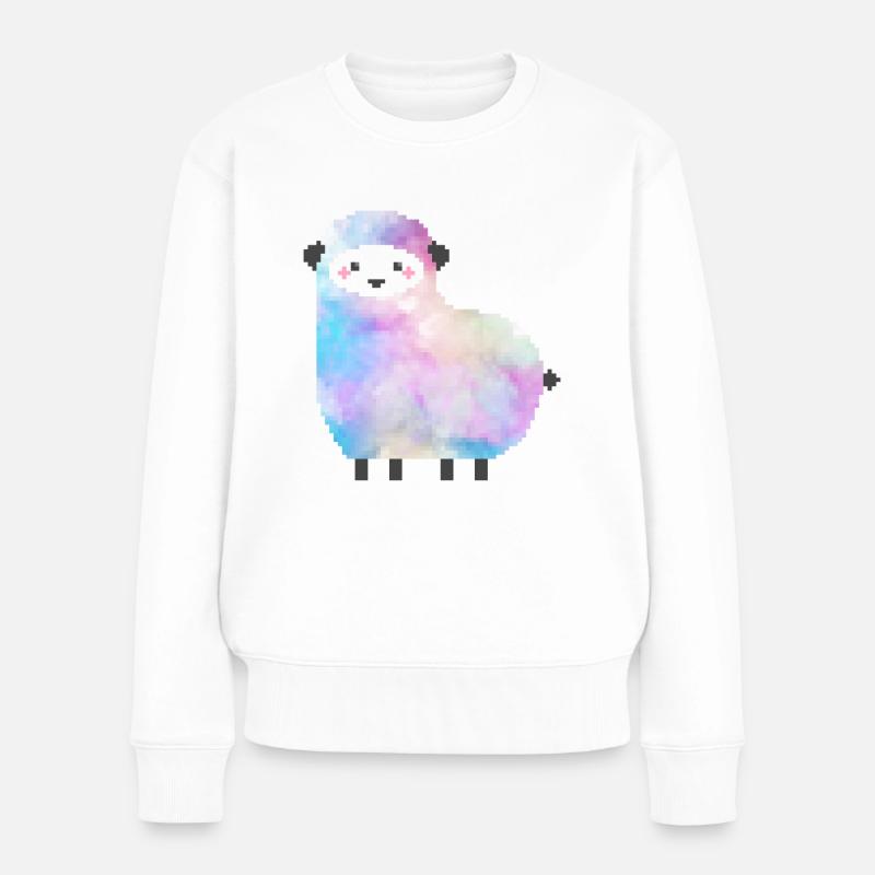 Mouton mignon Pixel Art - Pull Premium bio Femme - blanc