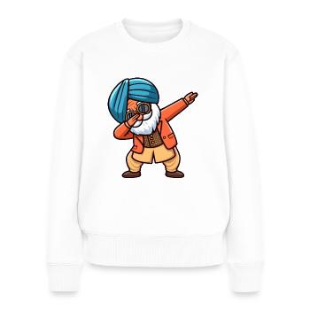 Ein alter Mann aus Punjabi beim Dabben - fröhliches Leben - Frauen Premium Bio Pullover - Weiß - Vorne - Julia (174cm)