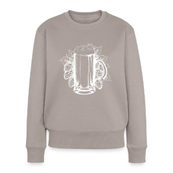 Hopfen Malz Bier Bierglas - Frauen Premium Bio Pullover - Taupe - Vorne - Julia (174cm)