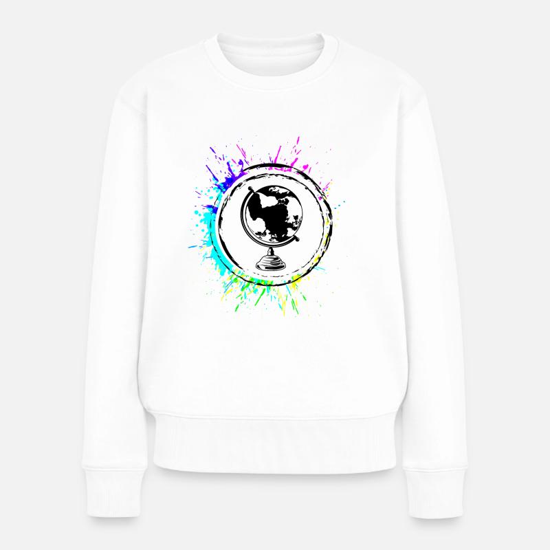 Globus symbol travel - Frauen Premium Bio Pullover - Weiß
