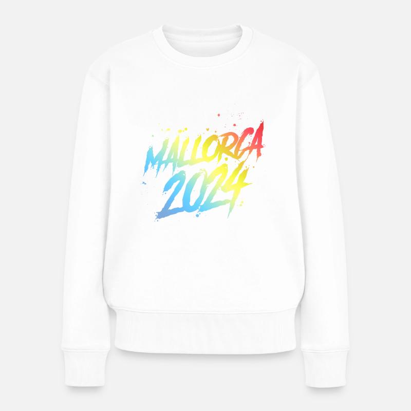 Mallorca 2024 Bunt Urlaub Team - Frauen Premium Bio Pullover - Weiß